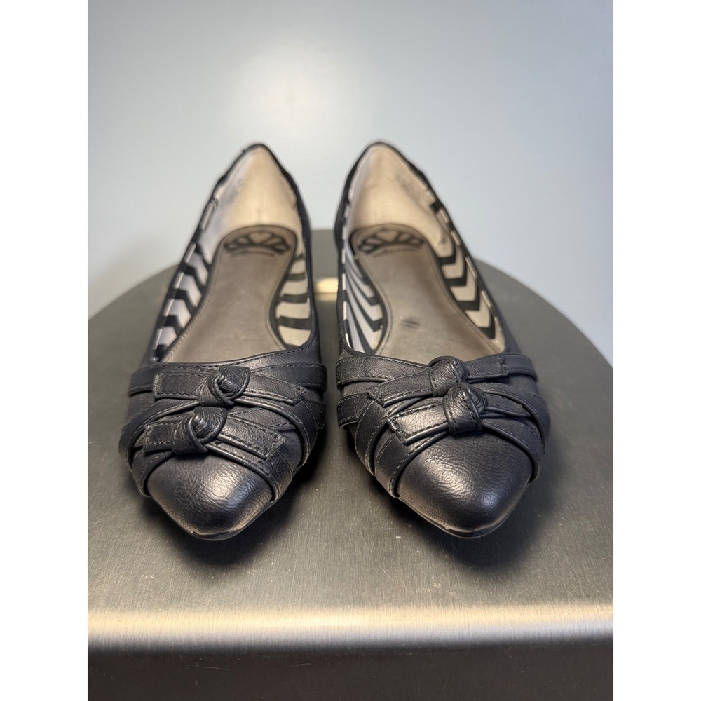 Fergalicious by Fergie Black Pointed Toe Knotted Ballet Flats Women Size 6.5